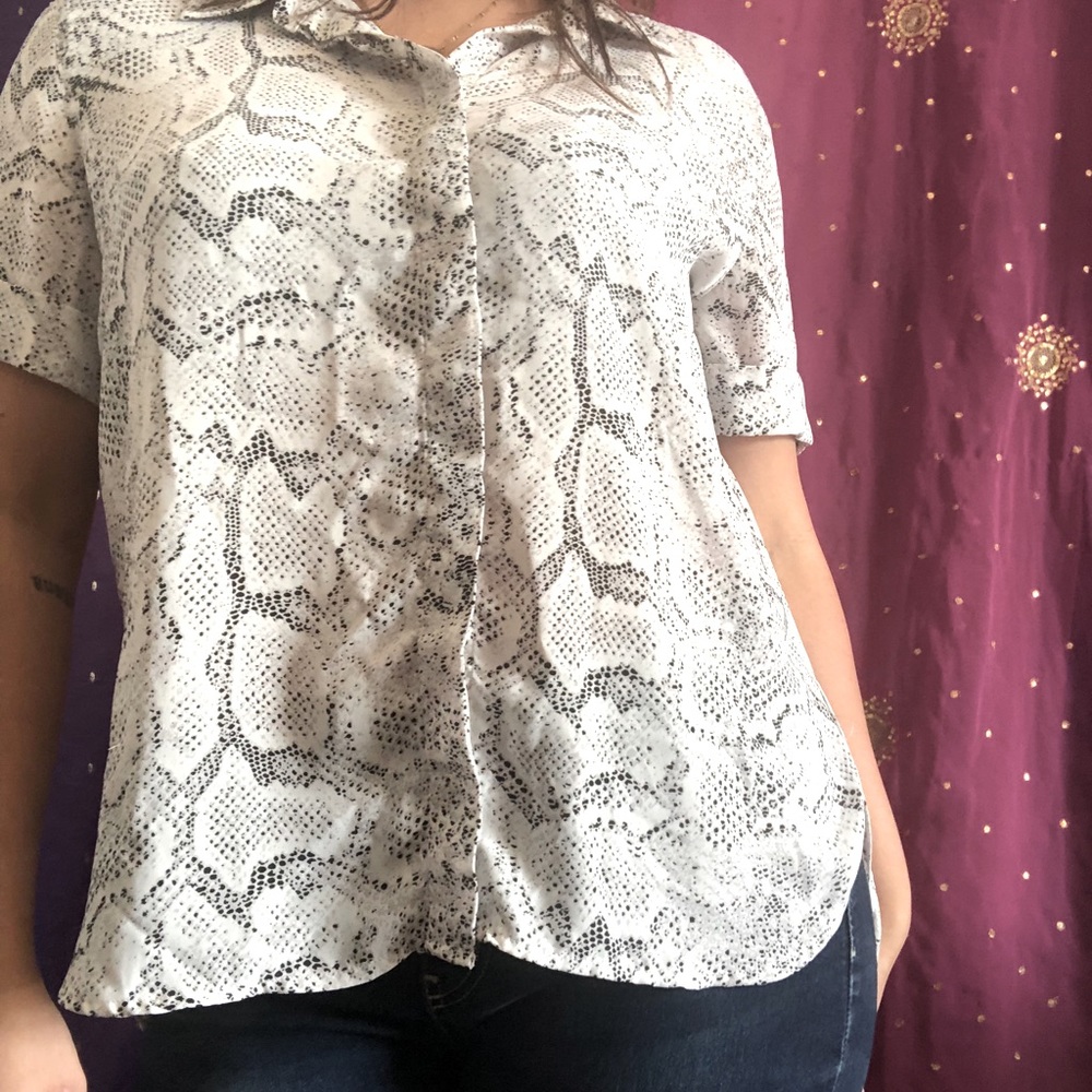 Dalia snake print button-up chiffon blouse